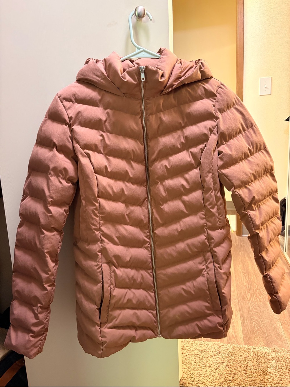 32 Degrees Heat Women's Hooded Full Zip Puffer Jacket Dusty Rose Size S